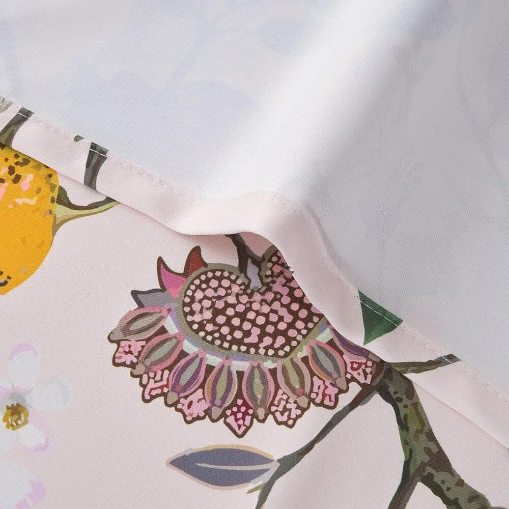 Floral Lemon Hummingbird Curtains Patterned Waverly Mid-Century Style